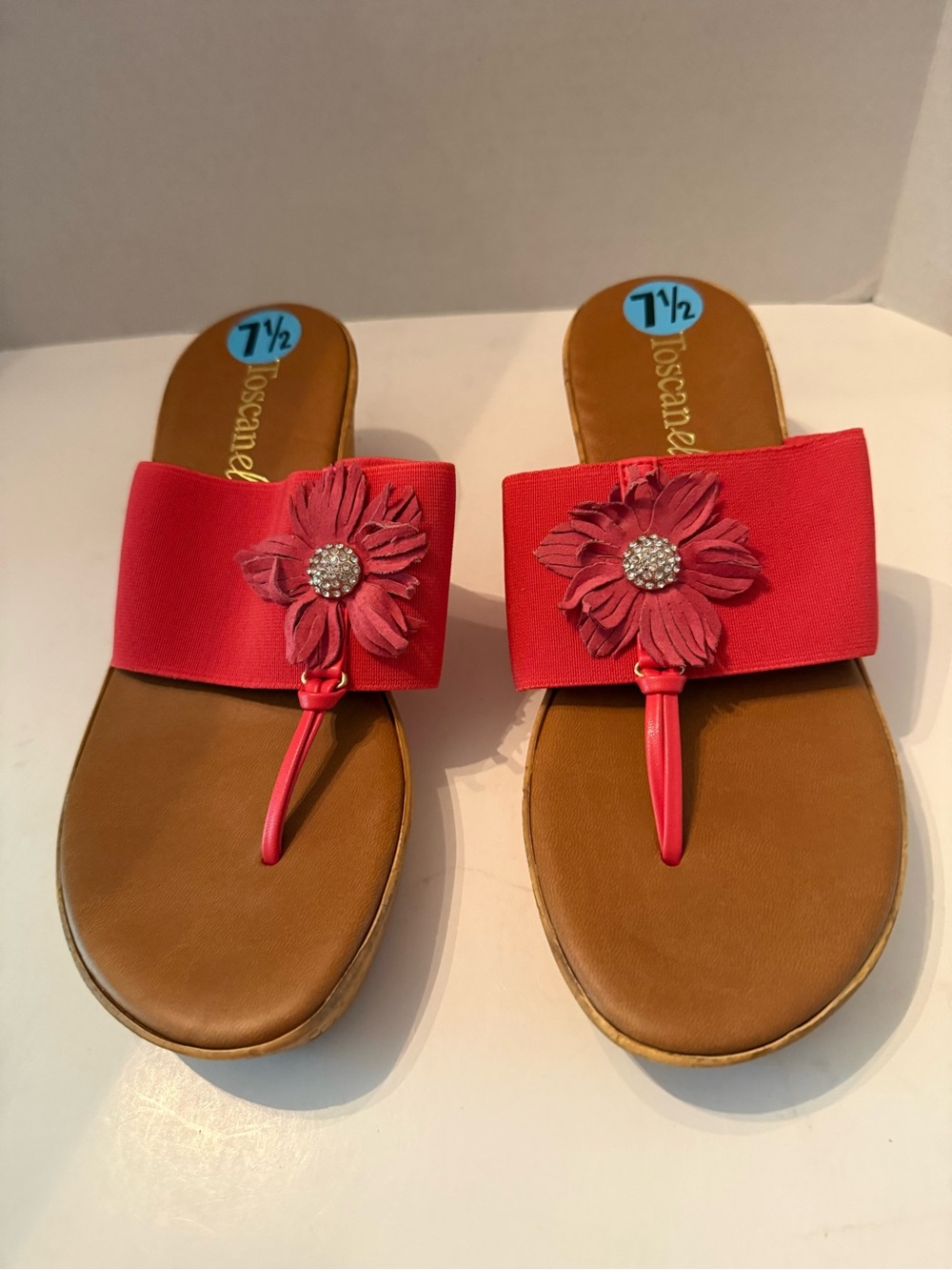 Toscanella Raspberry Floral Thong Slide Sandals Women's 7.5 NEW